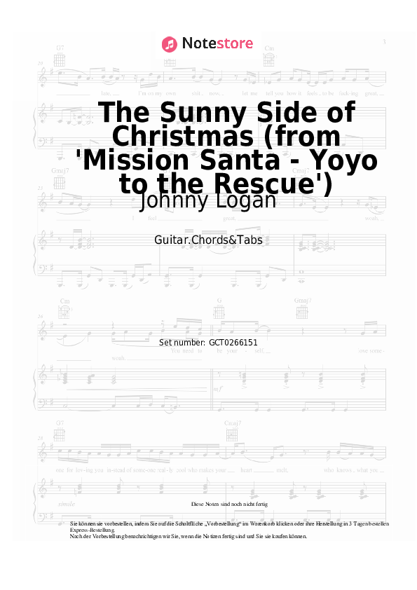 Akkorde Johnny Logan - The Sunny Side of Christmas (from 'Mission Santa - Yoyo to the Rescue') - Gitarren.Akkorde&Tabas