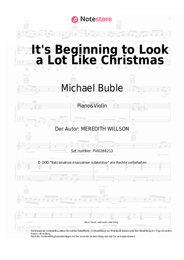Noten Michael Buble - It's Beginning to Look a Lot Like Christmas - Klavier&Geige