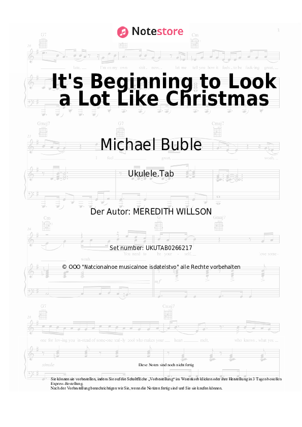 Noten Michael Buble - It's Beginning to Look a Lot Like Christmas - Ukulele.Tabs