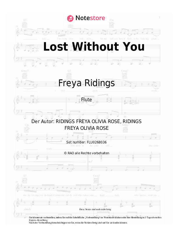 Noten Freya Ridings - Lost Without You - Flöte