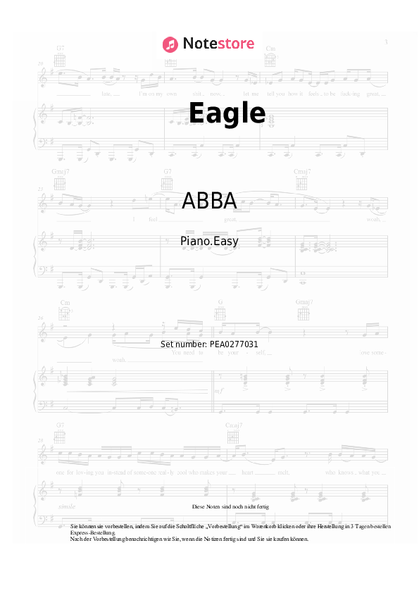 Einfache Noten ABBA - Eagle - Klavier.Einfach