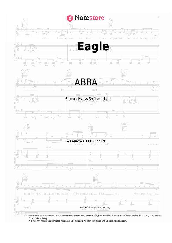 Einfache Noten und Akkorde ABBA - Eagle - Klavier.Einfach&Akkorde
