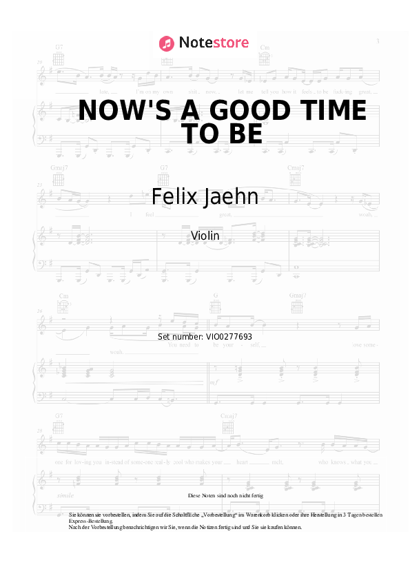 Noten Felix Jaehn, Sarah Barrios - NOW'S A GOOD TIME TO BE - Violine