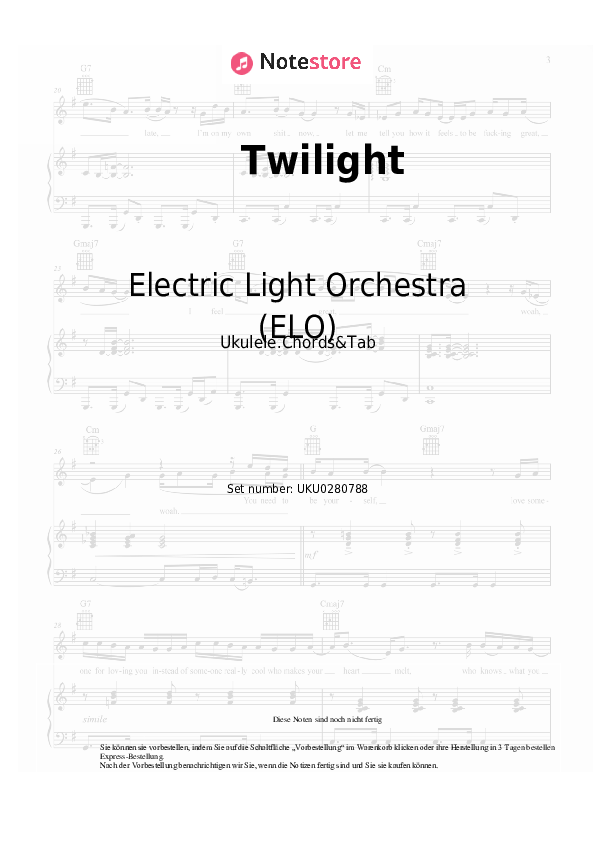 Noten Electric Light Orchestra (ELO) - Twilight - Ukulele.Akkorde&Tabs