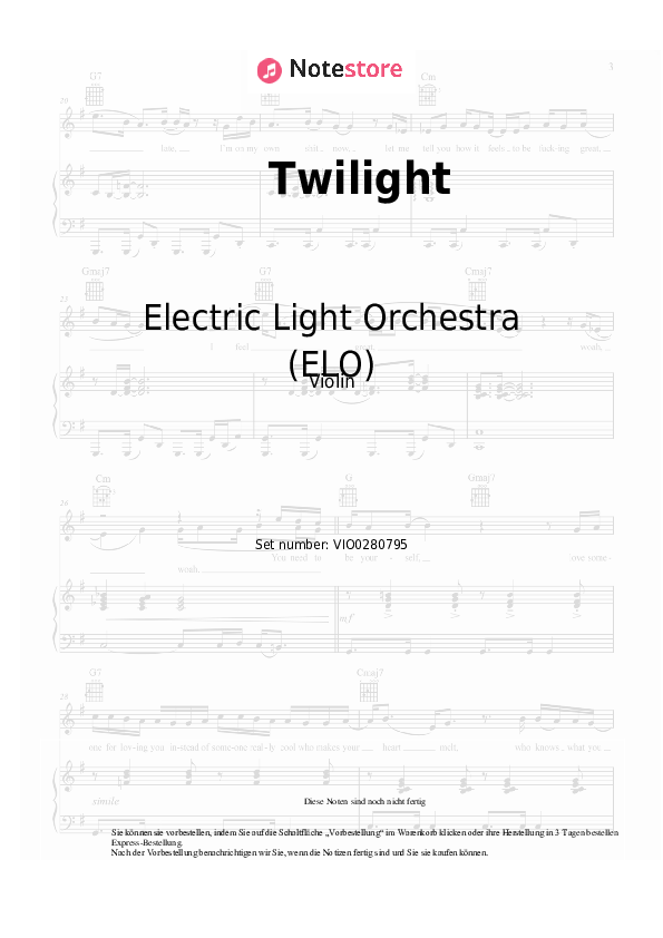 Noten Electric Light Orchestra (ELO) - Twilight - Violine