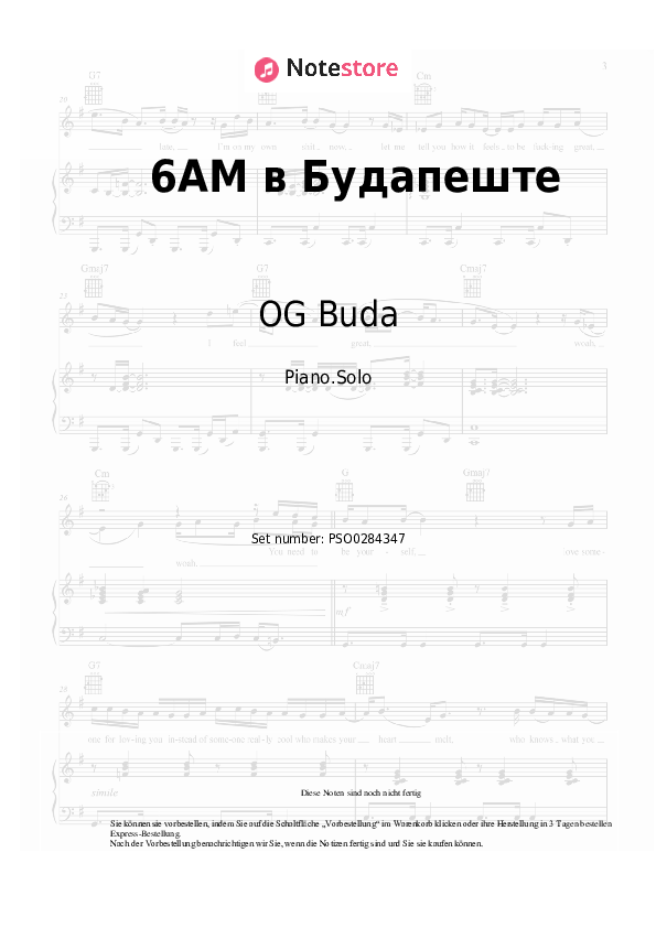 Noten OG Buda - 6AM в Будапеште - Klavier.Solo