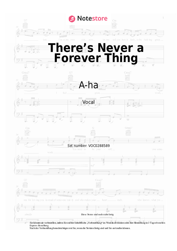 Noten A-ha - There’s Never a Forever Thing - Gesang