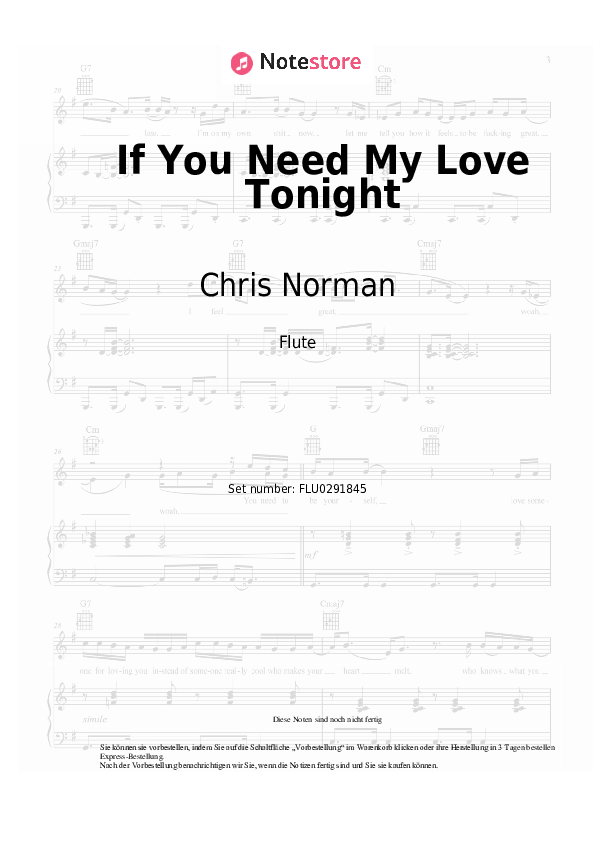 Noten Chris Norman - If You Need My Love Tonight - Flöte