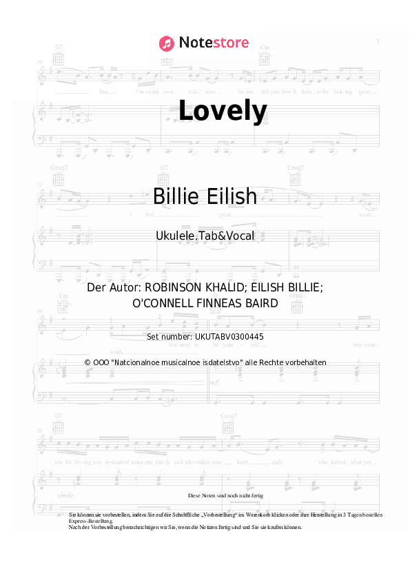 Noten Billie Eilish, Khalid - Lovely - Ukulele.Tabs&Gesang