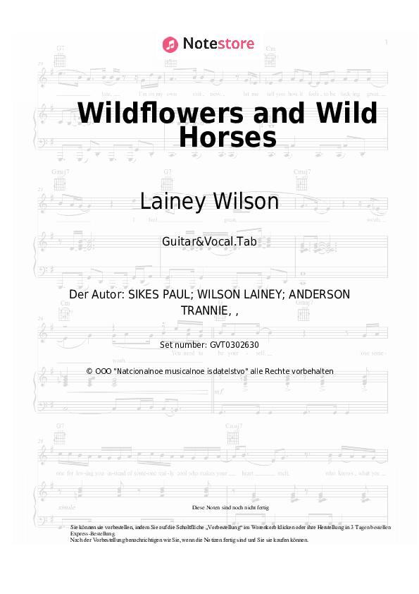 Akkorde und Gesang Lainey Wilson - Wildflowers and Wild Horses - Gitarre&Gesang.Tabs