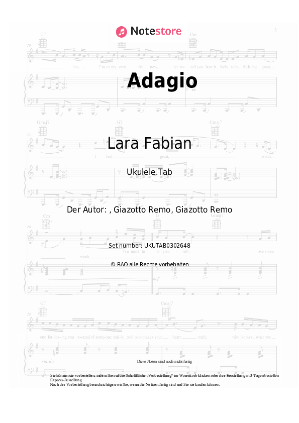 Noten Lara Fabian - Adagio - Ukulele.Tabs