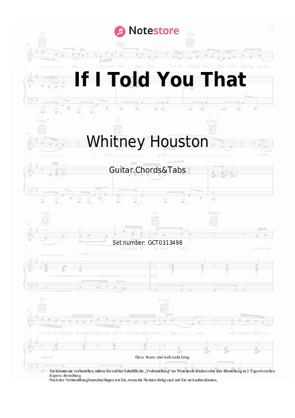 Akkorde Whitney Houston, George Michael - If I Told You That - Gitarren.Akkorde&Tabas