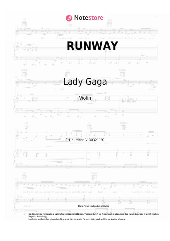 Noten Lady Gaga, Doechii - RUNWAY - Violine