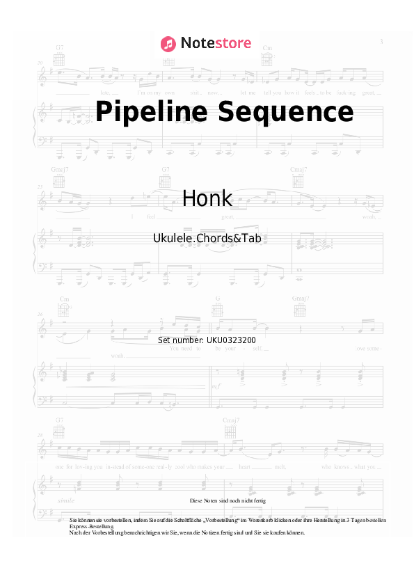 Noten Honk - Pipeline Sequence (from Five Summer Stories) - Ukulele.Akkorde&Tabs