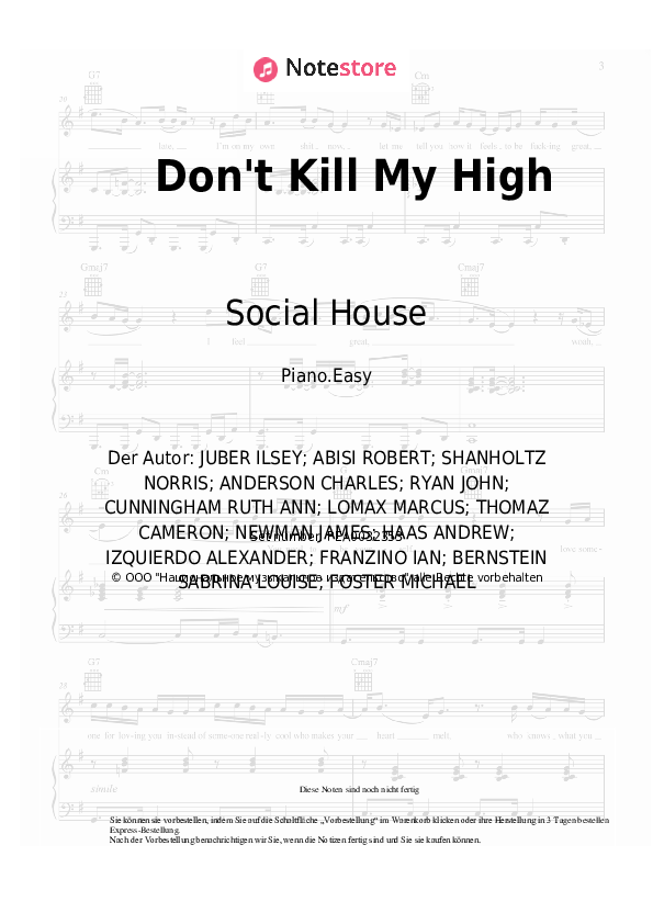 Einfache Noten Lost Kings, Wiz Khalifa, Social House - Don't Kill My High - Klavier.Einfach