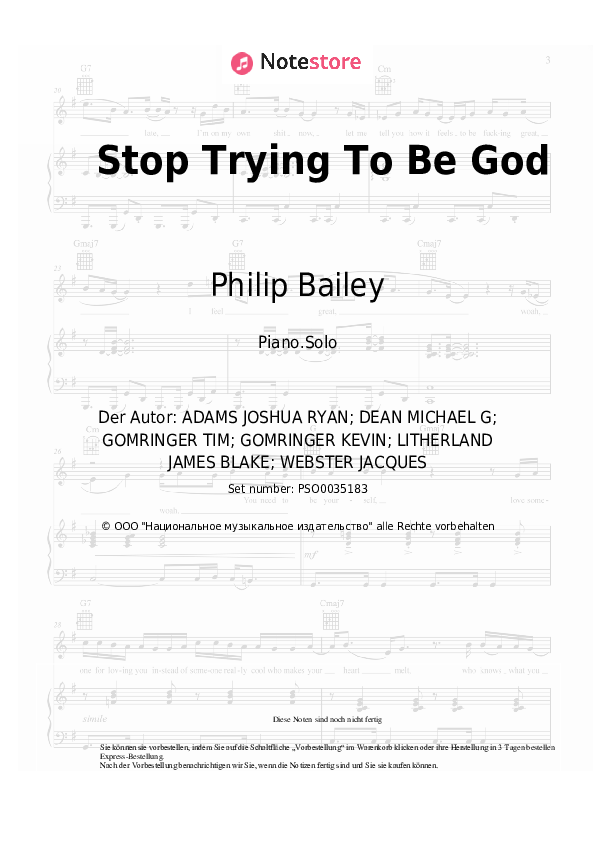 Noten Travis Scott, Stevie Wonder, Kid Cudi, James Blake, Philip Bailey - Stop Trying To Be God - Klavier.Solo