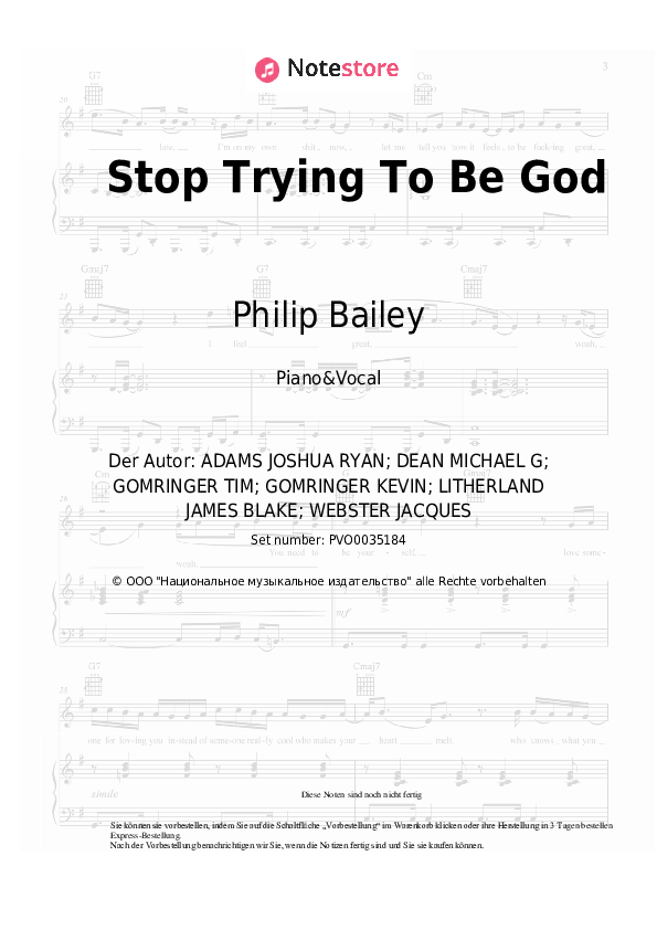 Noten mit Gesang Travis Scott, Stevie Wonder, Kid Cudi, James Blake, Philip Bailey - Stop Trying To Be God - Klavier&Gesang