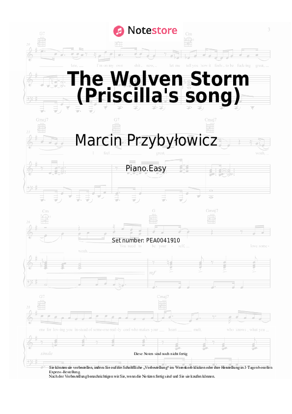 Einfache Noten Marcin Przybyłowicz - The Wolven Storm (Priscilla's song) - Klavier.Easy