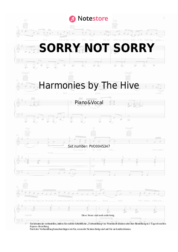 Noten mit Gesang DJ Khaled, Jay-Z, Nas, James Fauntleroy, Harmonies by The Hive - SORRY NOT SORRY - Klavier&Gesang