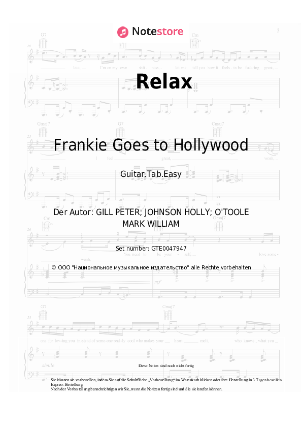 Einfache Tabs Frankie Goes to Hollywood - Relax - Gitarre.Tabs.Easy