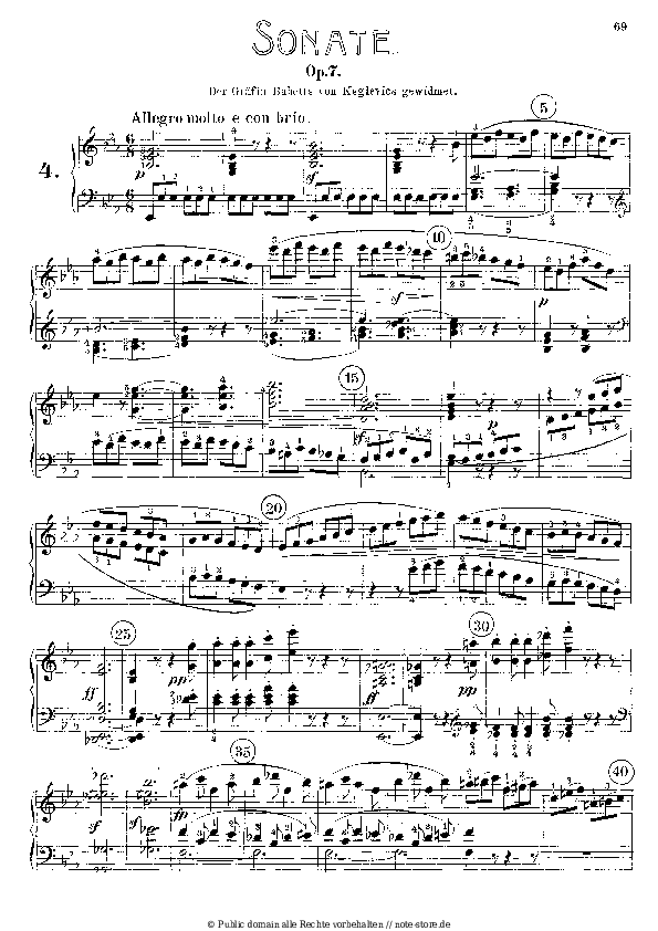 Noten Ludwig van Beethoven - Piano Sonata No. 4, in E♭ major, Op. 7 - Klavier.Solo