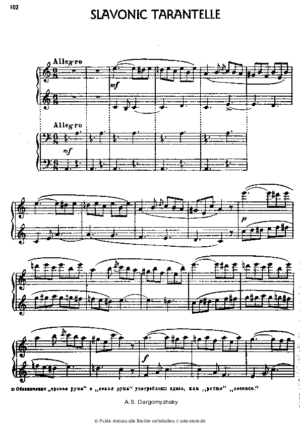 Noten Alexander Dargomyzhsky - Slavic tarantella - Klavier.Solo