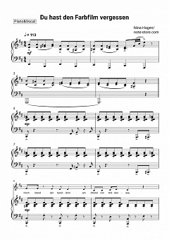 nina hagen du hast den farbfilm vergessen noten fur piano downloaden fur anfanger klavier gesang sku pvo0033180