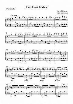 Yann Tiersen Les Jours Tristes Noten Fur Piano Downloaden Fur Anfanger Klavier Solo Sku Pso0033598 Der saenger und liedermacher yann tiersen wurde am 23. les jours tristes klavier solo