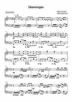 Mark Forster Ubermorgen Noten Fur Piano Downloaden Fur Anfanger Klavier Solo Sku Pso0034620