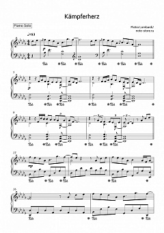 Pietro Lombardi Kampferherz Noten Fur Piano Downloaden Fur Anfanger Klavier Solo Sku Pso0033210