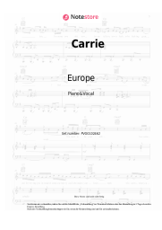 Noten, Akkorde Europe - Carrie