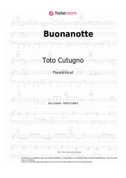 Noten, Akkorde Toto Cutugno - Buona notte (Buonanotte)