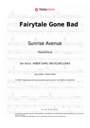 Noten, Akkorde Sunrise Avenue - Fairytale Gone Bad