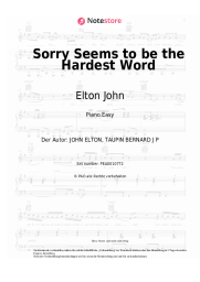 Noten, Akkorde Elton John - Sorry Seems to be the Hardest Word