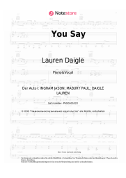 Noten, Akkorde Lauren Daigle - You Say
