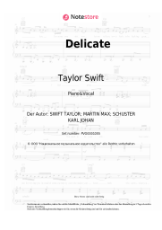 Noten, Akkorde Taylor Swift - Delicate