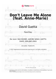 Noten, Akkorde David Guetta - Don't Leave Me Alone (feat. Anne-Marie)