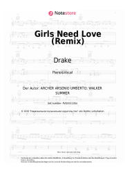 Noten, Akkorde Summer Walker, Drake - Girls Need Love (Remix) 