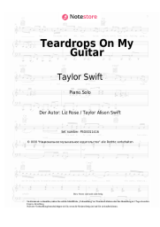 Noten, Akkorde Taylor Swift - Teardrops On My Guitar