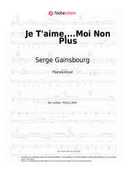 Noten, Akkorde Jane Birkin, Serge Gainsbourg - Je T'aime,...Moi Non Plus