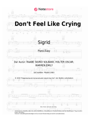 Noten, Akkorde Sigrid - Don’t Feel Like Crying