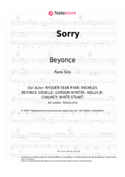 Noten, Akkorde Beyonce - Sorry