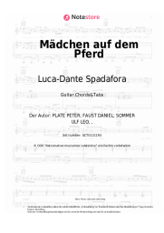 Noten, Akkorde Luca-Dante Spadafora, Niklas Dee, Octavian, Peter Plate, Ulf Leo Sommer - Mädchen auf dem Pferd