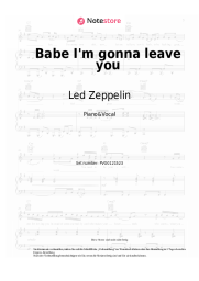 Noten, Akkorde Led Zeppelin - Babe I'm gonna leave you