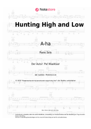 Noten, Akkorde A-ha - Hunting High and Low