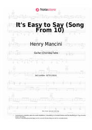 Noten, Akkorde Henry Mancini - It's Easy to Say (Song From 10)