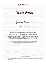 Noten, Akkorde Alle Farben, James Blunt - Walk Away