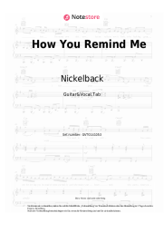 Noten, Akkorde Nickelback - How You Remind Me