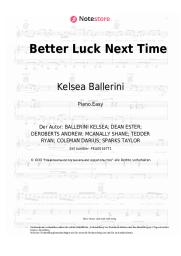 Noten, Akkorde Kelsea Ballerini - Better Luck Next Time