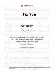 Noten, Akkorde Coldplay - Fix You